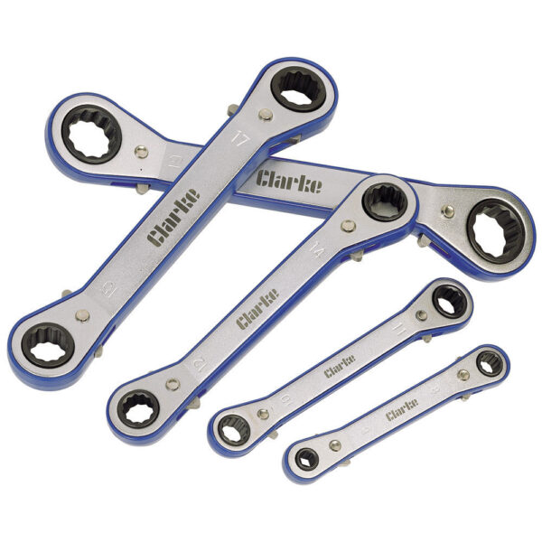 Clarke PRO41 5-Pce Angle Head Ratchet Spanner Set – Metric