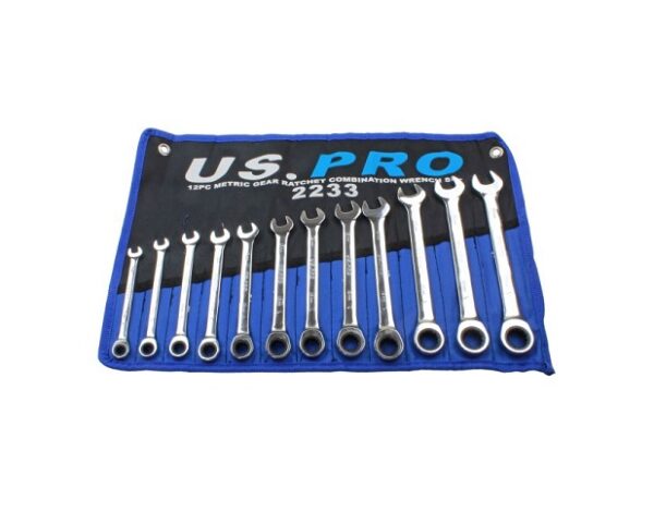 US Pro 12PC Metric Combination Gear Ratchet Set